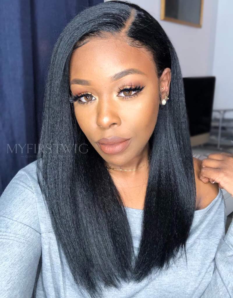 14-16 Inch Kinky Straight HD Lace Wear & Go Glueless Wig  display picture 1