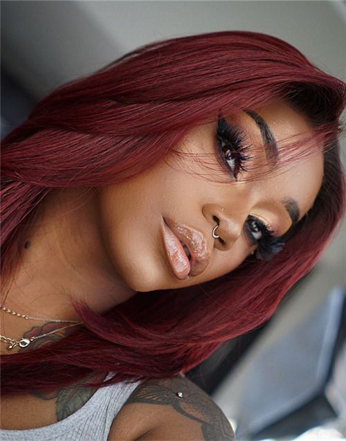 16-20 Inch Burgundy Straight Layers HD Lace Wear & Go Glueless Wig - CLS013