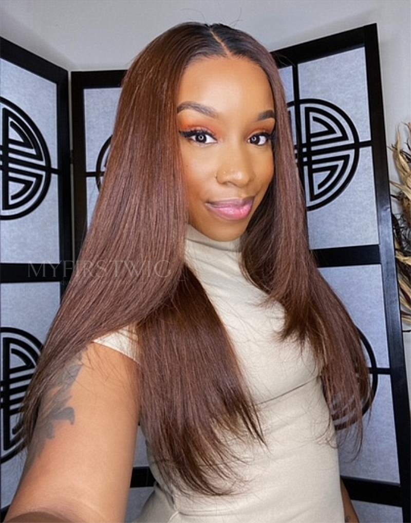 16-20 Inch Caramel Brown Straight Layers HD Lace Wear & Go Glueless Wig - CLS020
