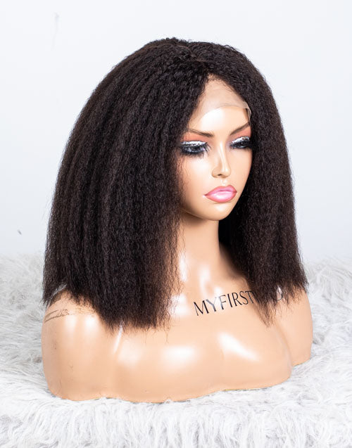 Clearance - 13x4" Lace Front Wig Malaysian Hair 180% Density - 14" Kinky Size 2 - MTY-4153