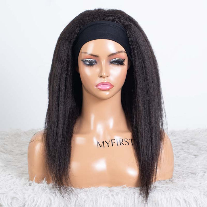 Clearance - Headband Wig Glueless No Lace Indian Hair - 16" Kinky Straight Size 1 - TH001