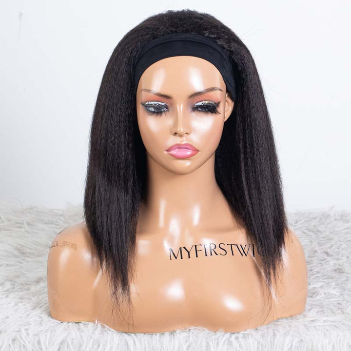 Clearance - Headband Wig Glueless No Lace Indian Hair - 12" Kinky Straight Size 1 - TH002