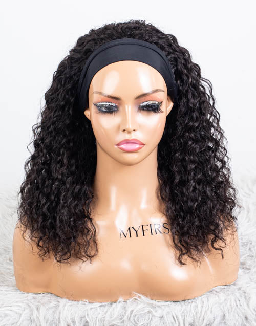 Clearance - Headband Wig  Malaysian Hair - 16" Curly Size 1 - MH-803