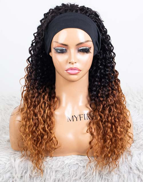 Clearance - Headband Wig  Indian Hair - 20" Curly Average Size - MHY-771