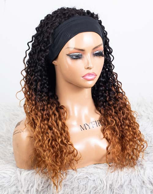 Clearance - Headband Wig  Indian Hair - 20" Curly Average Size - MHY-771