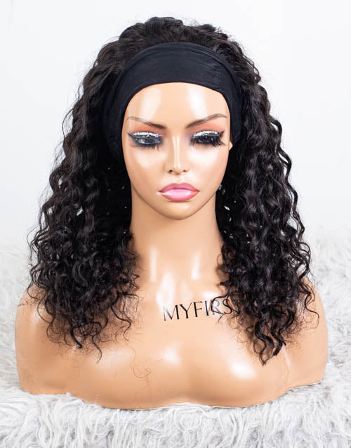 Clearance - Headband Wig  Indian Hair - 18" Curly Size 1- MHY-575