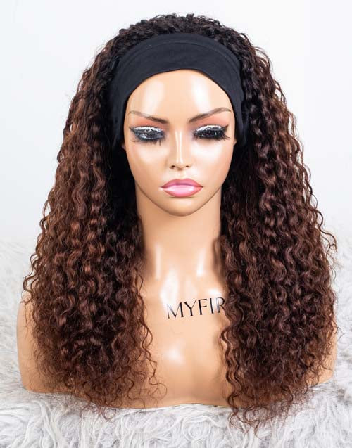 Clearance - Headband Wig  Indian Hair - 18" Curly Average Size - MHY-588