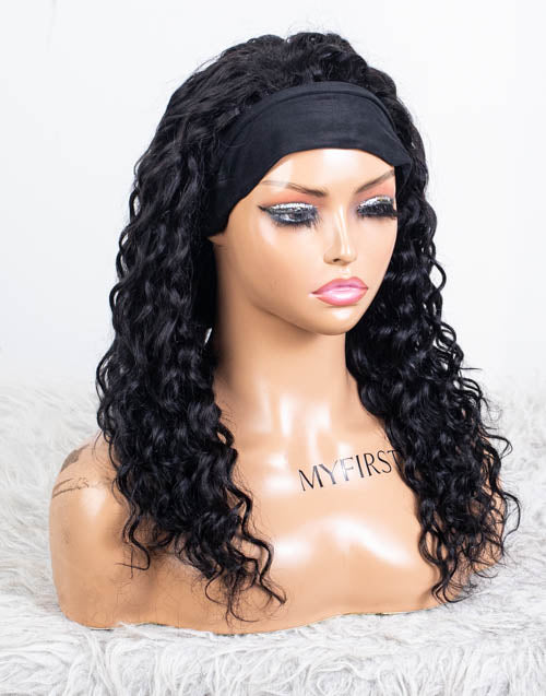 Clearance - Headband Wig  Indian Hair - 16" Curly Size 1- MH-786