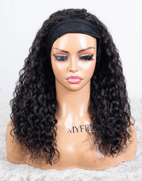 Clearance - Headband Wig  Indian Hair - 18" Curly Size 1- MHY-662