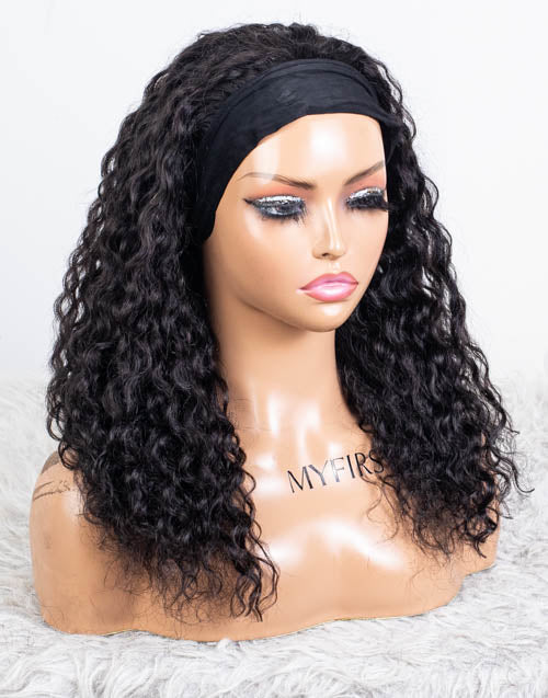 Clearance - Headband Wig  Indian Hair - 18" Curly Size 1- MHY-662