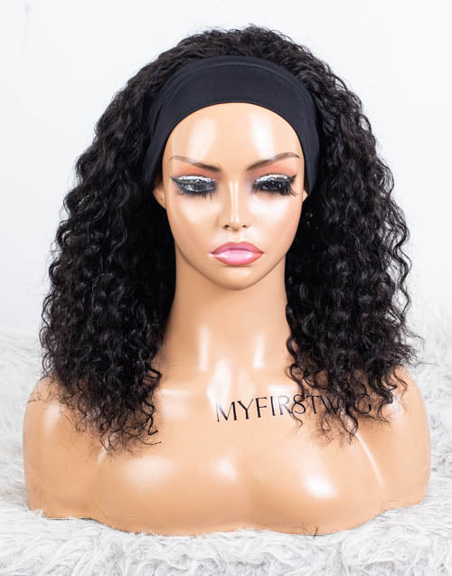 Clearance - Headband Wig  Malaysian Hair - 14" Curly Average Size - MHY-754