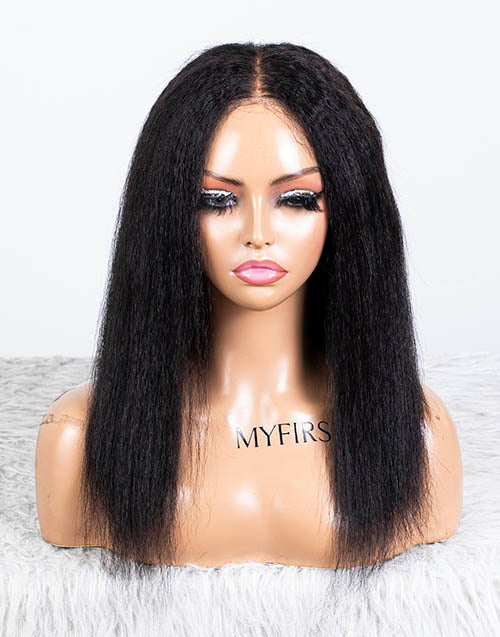 Clearance - 5x5" Closure Wig Indian Hair 160% Density - 14" Kinky Size Average - MT-3588