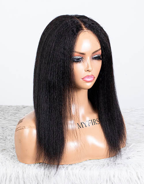 Clearance - 5x5" Closure Wig Indian Hair 160% Density - 14" Kinky Size Average - MT-3588