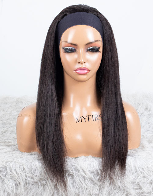 Clearance - Headband Wig Glueless No Lace Indian Hair - 18" Kinky Straight Size 1 - MHY-425