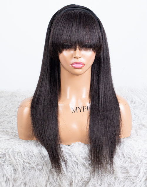 Ausverkauf - Stirnbandperücke ohne Kleber, keine Spitze, indisches Haar, 12 Zoll, seidig, Größe 1 - MHY-246