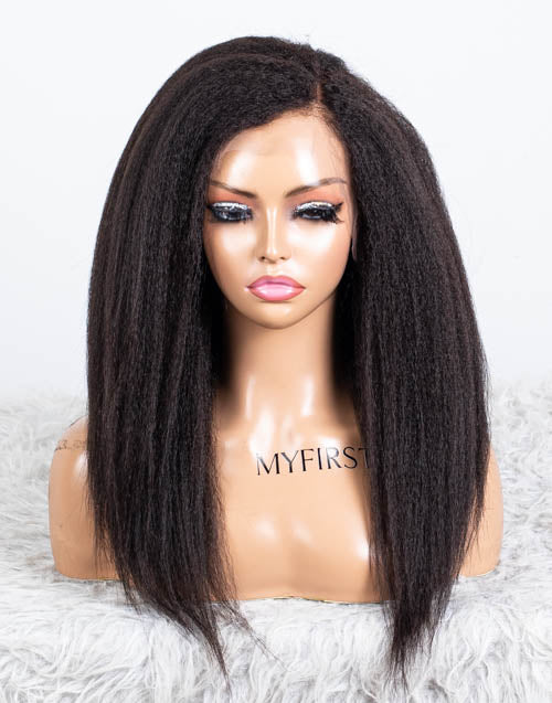 Clearance - 13x4.5" Malaysian Hair 180% Density - 16" Kinky Straight Size 1 - MTY-4171