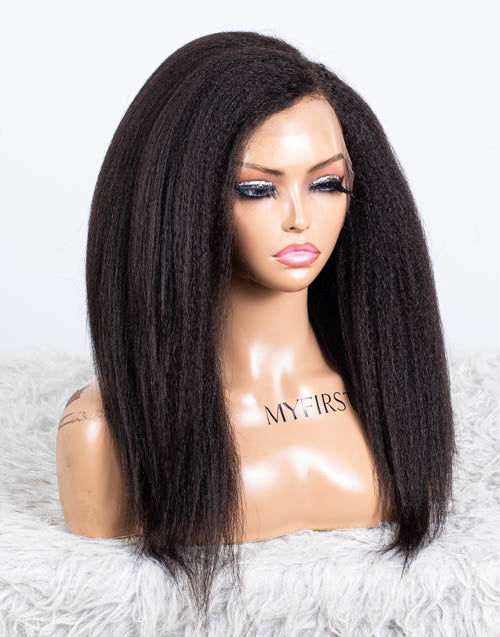 Clearance - 13x4.5" Malaysian Hair 180% Density - 16" Kinky Straight Size 1 - MTY-4171