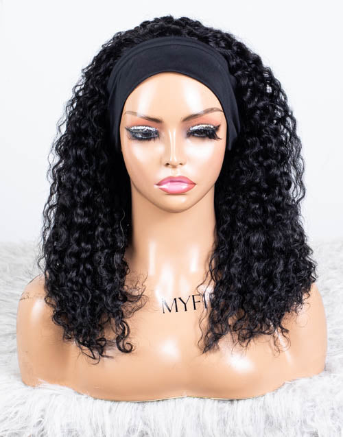 Clearance - Headband Wig  Indian Hair - 16" Curly  Average Size- MH-814