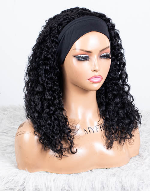 Clearance - Headband Wig  Indian Hair - 16" Curly  Average Size- MH-814