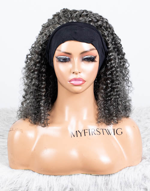 Clearance - Headband Wig  Indian Hair - 14" Curly  Size  1 - MH-813