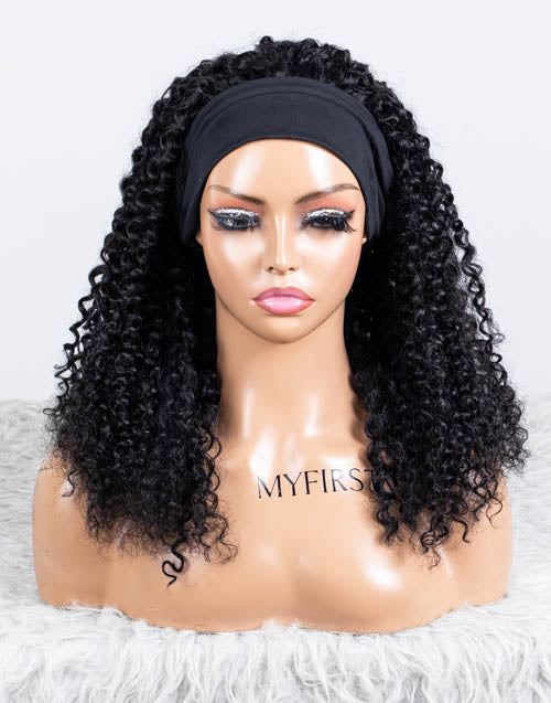 Clearance - Headband Wig  Indian Hair - 18" Curly Size 1- MHY-683