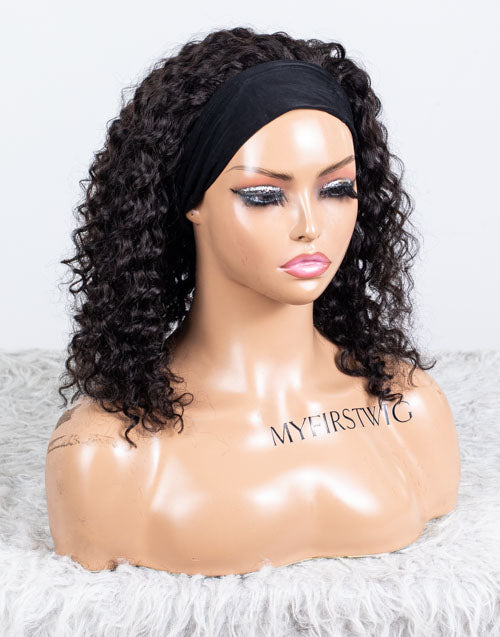 Clearance - Headband Wig  Indian Hair - 14" Curly Size 1- MHY-678