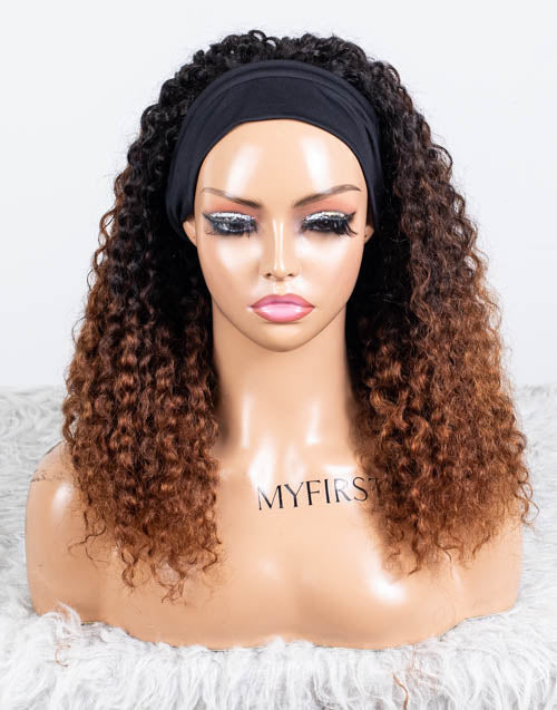 Clearance - Headband Wig  Indian Hair - 18" Curly  Average  Size- MHY-669