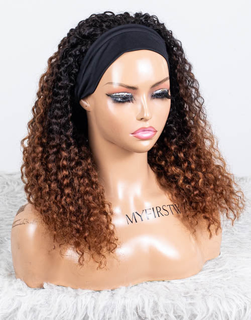 Clearance - Headband Wig  Indian Hair - 18" Curly  Average  Size- MHY-669