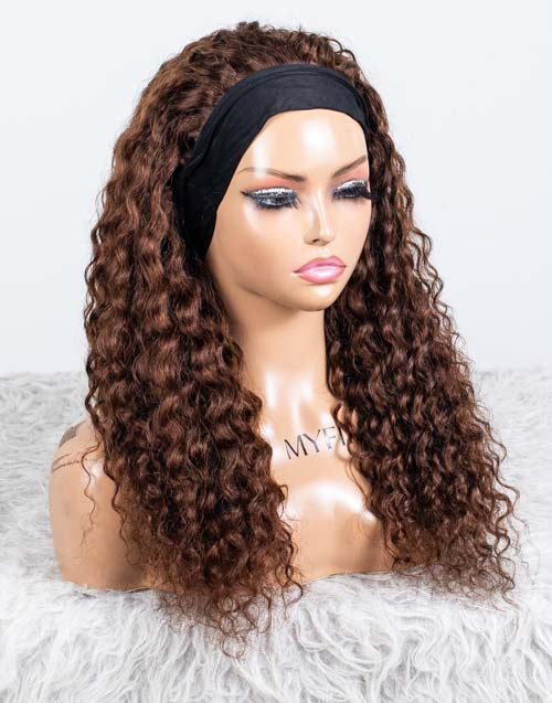 Clearance - Headband Wig  Indian Hair - 20" Curly  Size  1- MHY-619