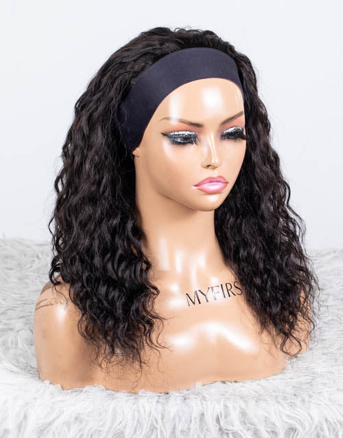 Clearance - Headband Wig  Indian Hair - 16" Curly Size 1- MHY-612