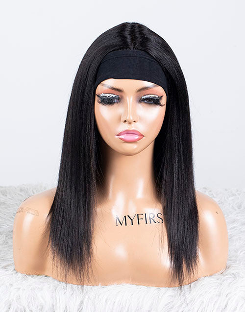 Clearance - Headband Wig With Middle Part Indian Hair - 14" Yaki Size 1 - MCY-38