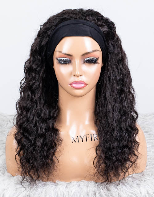 Clearance - Headband Wig  Indian Hair - 18" Curly Size 1- MHY-604