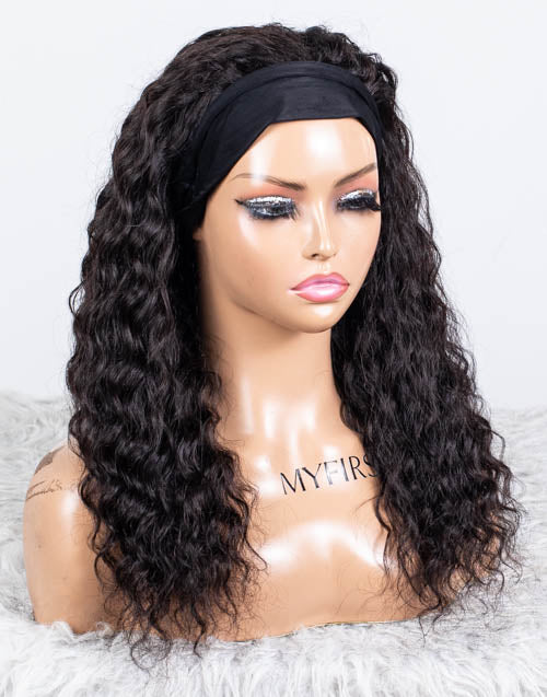 Clearance - Headband Wig  Indian Hair - 18" Curly Size 1- MHY-604