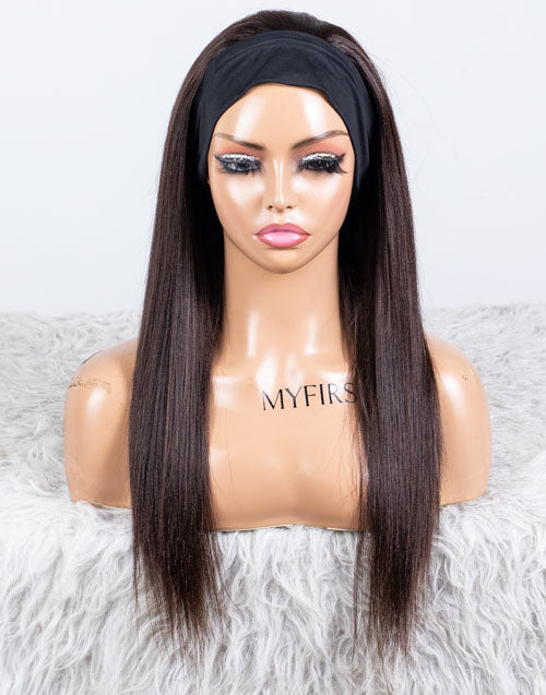 Clearance - Headband Wig  Indian Hair - 18" Yaki Average Size- MH-792
