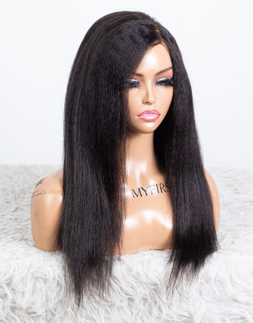 Clearance - 5x5" Closure Wig Indian Hair - 16" Kinky Size Average - MTY-4541