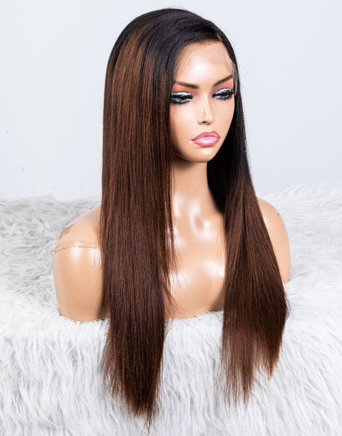 Clearance - 13x6" Lace Front Wig Malaysian Hair - 18" Yaki Customized Size - MTY-1217