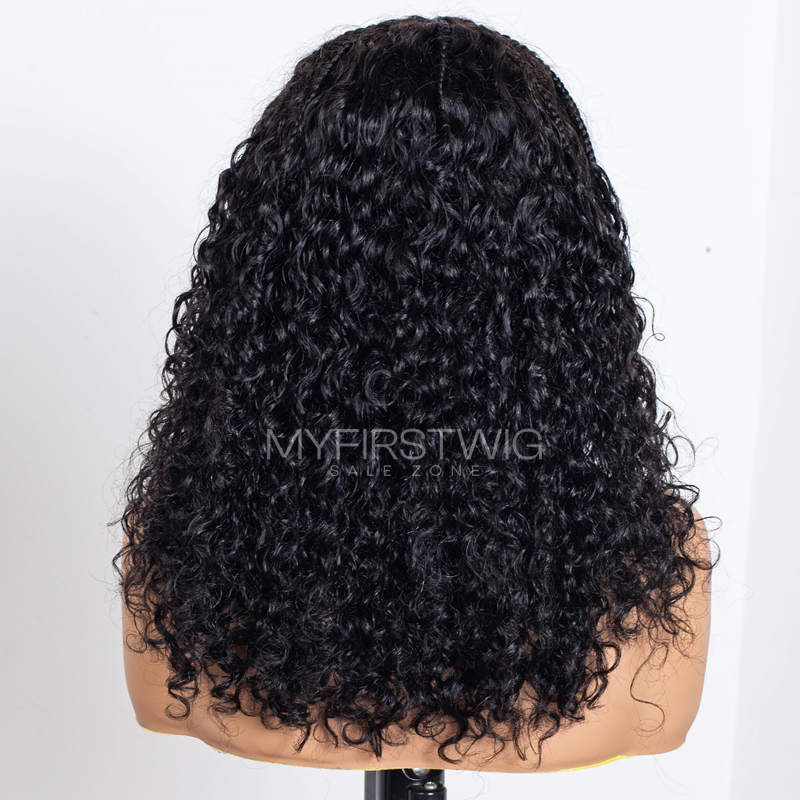 12-20 Inch Hand Braided Knotless Box Braids Human Hair 5x5 Glueless Wig - BRD002