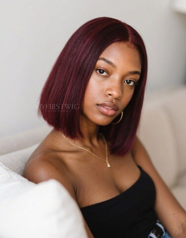 12 Zoll lange, gesträhnte, braune Bob-Perücke mit HD-Lace-Wear &amp; Go-Verschluss ohne Kleber – CLB036