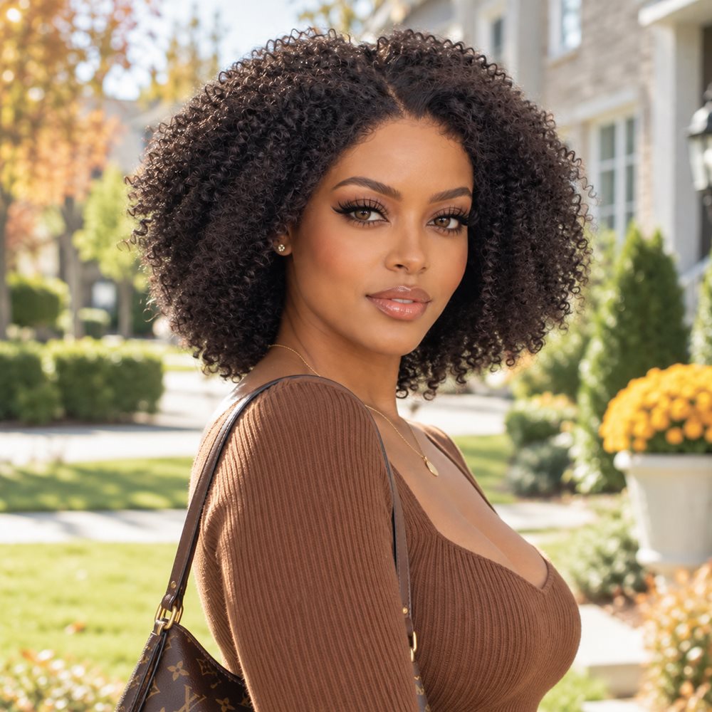 12 Inch 13x6 Lace Front Kinky Curly Human Hair Wig 180% Density CPK008