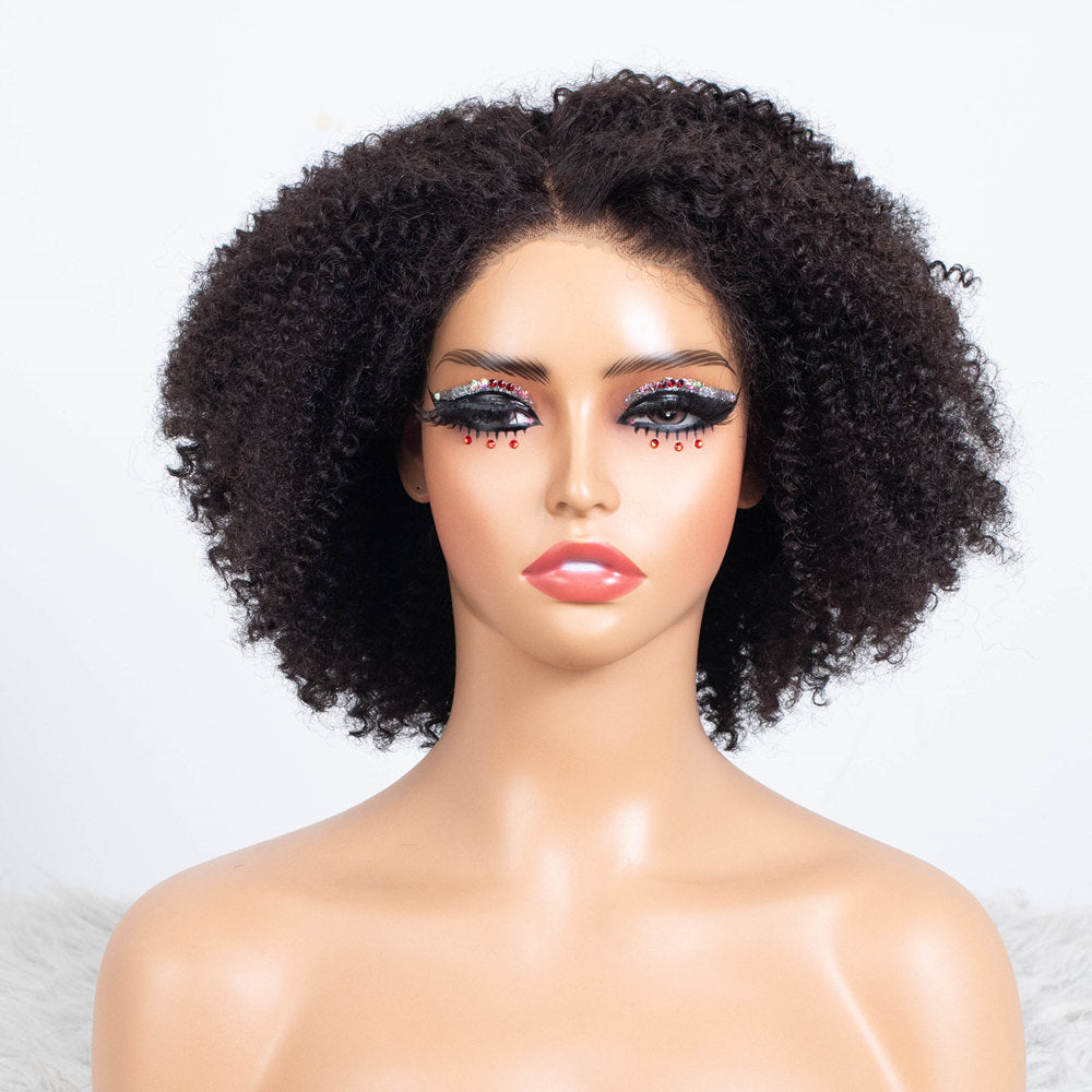 12 Inch 13x6 Lace Front Kinky Curly Human Hair Wig 180% Density CPK008
