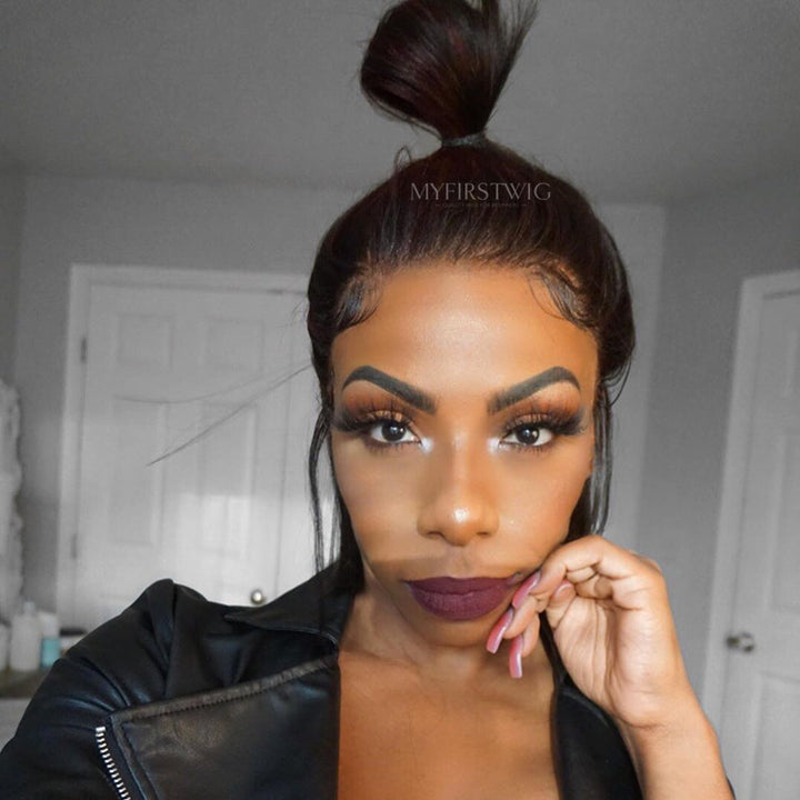 13x6 Burgunderrote Highlights Kurzes Haar Bob Lace Front Perücke - NCB014