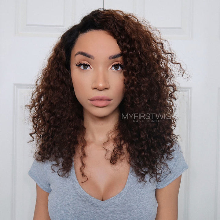13x6 Ombre Brown Curly Wig Glueless Lace Front Wig - NCC010