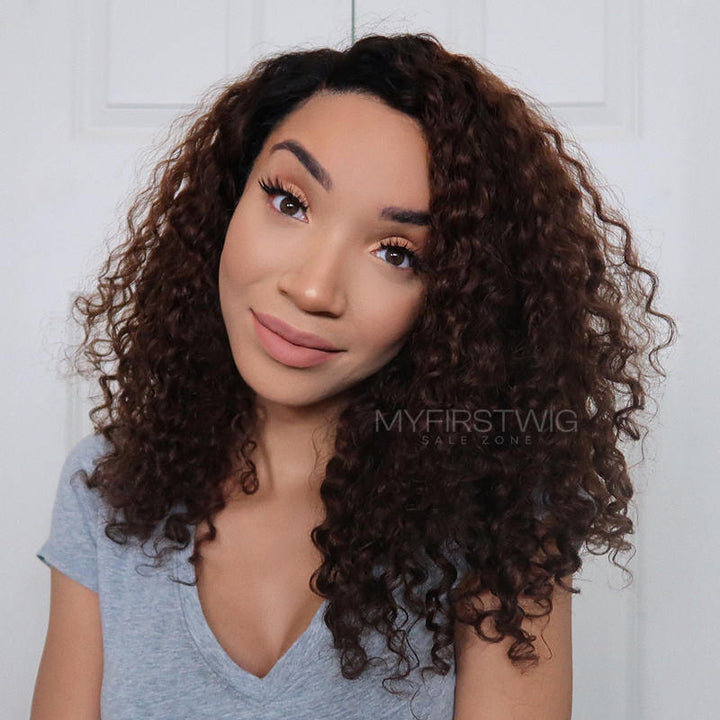 13x6 Ombre Brown Curly Wig Glueless Lace Front Wig - NCC010