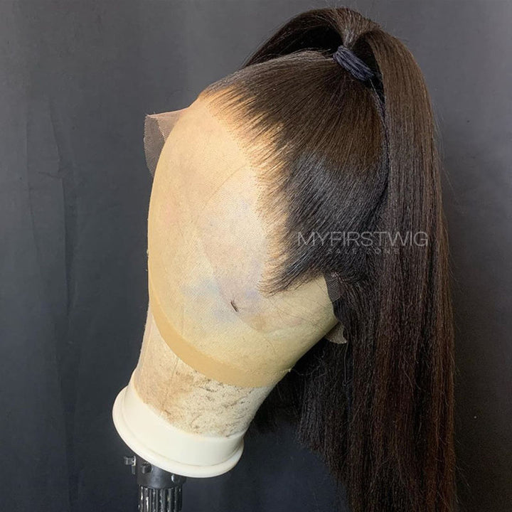 13x6 Side Part Yaki Straight Wig Undetectable Glueless Lace Front Wig - NCT007
