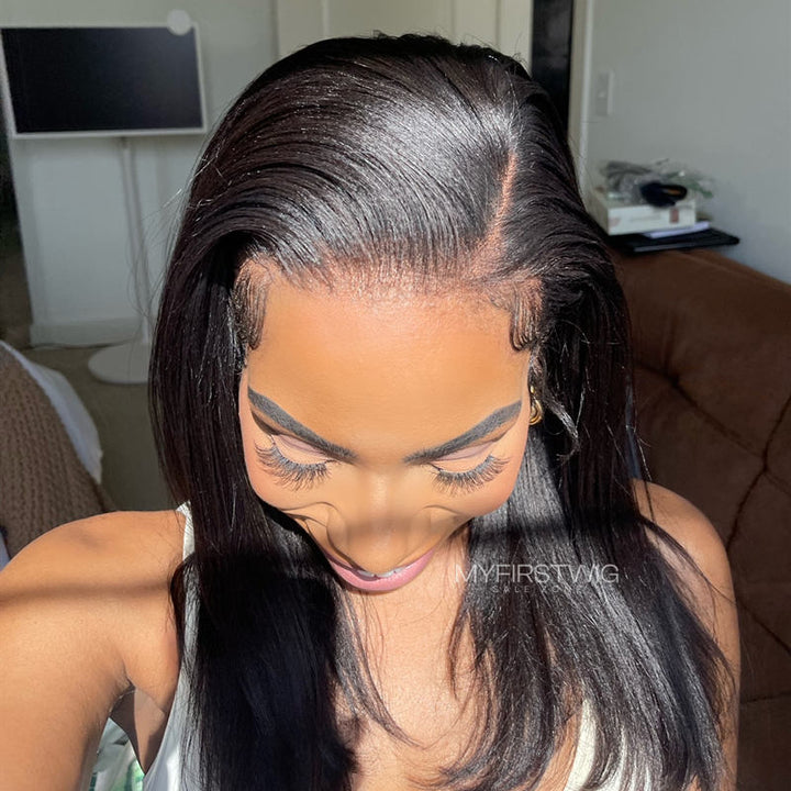 13x6 Side Part Yaki Straight Wig Undetectable Glueless Lace Front Wig - NCT007