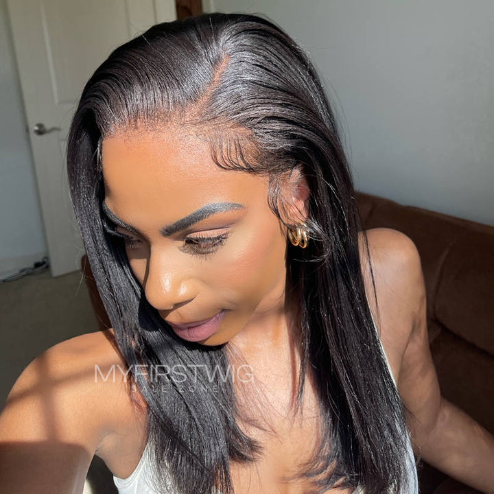 13x6 Side Part Yaki Straight Wig Undetectable Glueless Lace Front Wig - NCT007