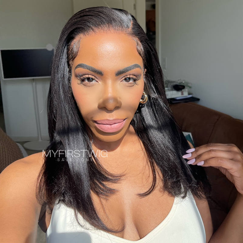 13x6 Side Part Yaki Straight Wig Undetectable Glueless Lace Front Wig - NCT007