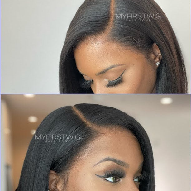 13x6 Side Part Yaki Straight Wig Undetectable Glueless Lace Front Wig - NCT011