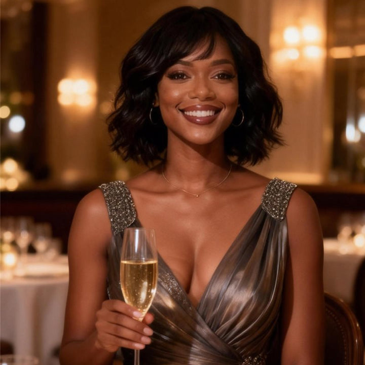 14-16 Inch Bangs Mess Wavy HD Lace Wear & Go Glueless Wig - CLW018