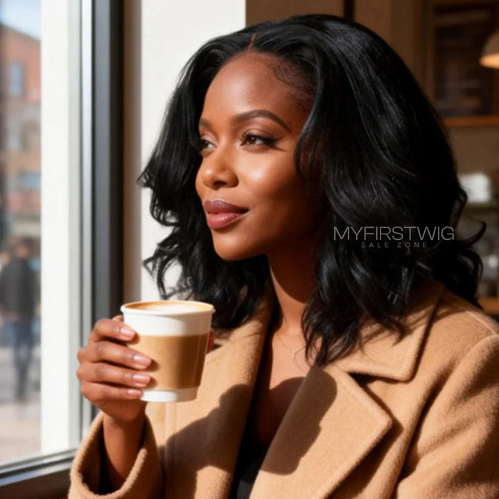 14-16 Inch Middle Part Mess Wavy HD Lace Wear & Go Glueless Wig - CLW015